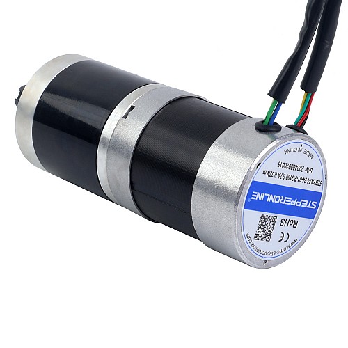 24V 101W 丸型ギヤード BLDC モーター 20.00Nm(2832.23oz.in) 100:1 丸型遊星ギアボックス - 57BYA74-24-01-PG100 | StepperOnline