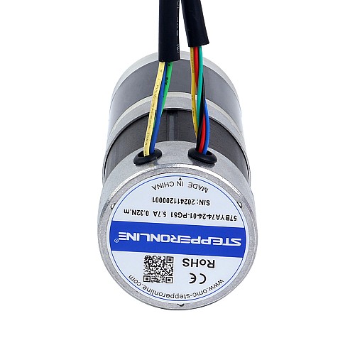24V 101W 丸型ギヤード BLDC モーター 11.42Nm(1617.20oz.in) 51:1 丸型遊星ギアボックス - 57BYA74-24-01-PG51 | StepperOnline