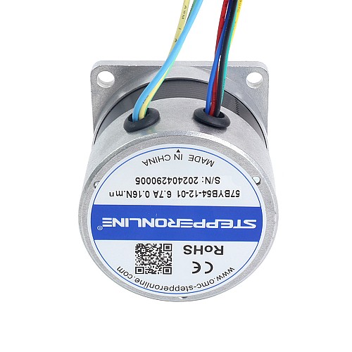12V 3000RPM 0.16Nm 50W 6.70A 57x57x53.5mm BLDC モーター - 57BYB54-12-01 | StepperOnline
