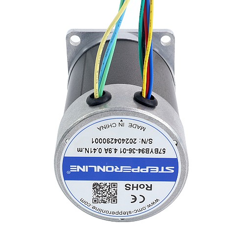 36V 3000RPM 0.41Nm 129W 4.90A 57x57x93.5mm BLDC モーター - 57BYB94-36-01 | StepperOnline