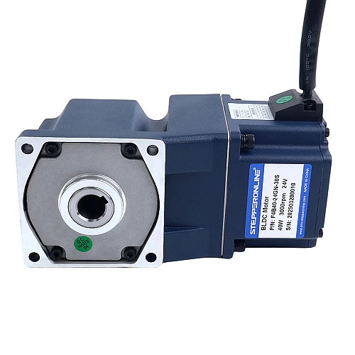 24V 40W 300RPM ギア付き BLDC モーター 0.92Nm(130.07oz.in) 10:1 直角ギアボックス - F4B40-24GN-30S/4GN10RC | StepperOnline AU