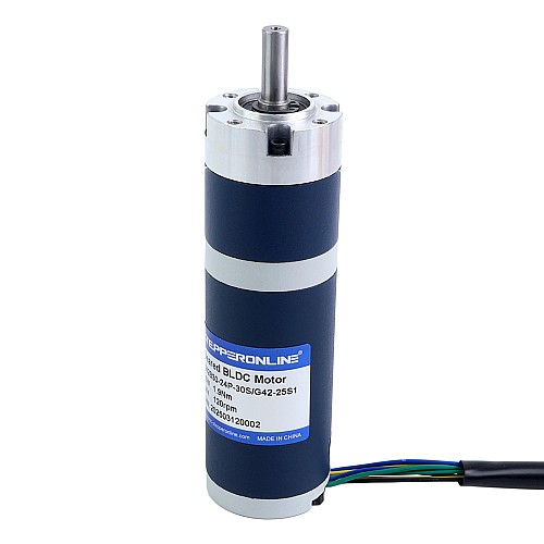 24V 30W 120RPM ギア付きブラシレスDCモーター 1.90Nm(269.06oz.in) 25:1 遊星ギアボックス - M42B30-24P-30S/G42-25S1 | StepperOnline