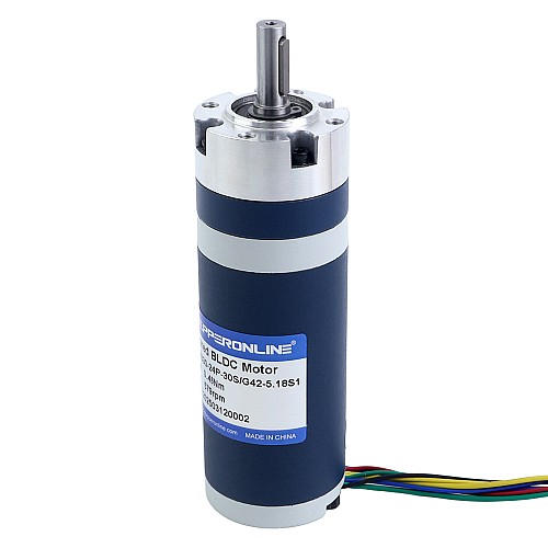24V 30W 579RPM ギア付きブラシレスDCモーター 0.45Nm(63.73oz.in) 5.18:1 遊星ギアボックス - M42B30-24P-30S/G42-5.18S1 | StepperOnline