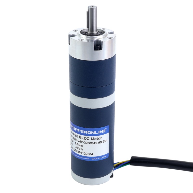 24V 30W 30RPM ギア付きブラシレスDCモーター 6.90Nm(977.12oz.in) 99.5:1 遊星ギアボックス - M42B30-24P-30S/G42-99.5S1 | StepperOnline