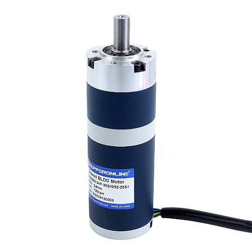 24V 60W 120RPM ギア付きブラシレスDCモーター 3.80Nm(538.12oz.in) 25:1 遊星ギアボックス - M52B60-24P-30S/G52-25S1 | StepperOnline