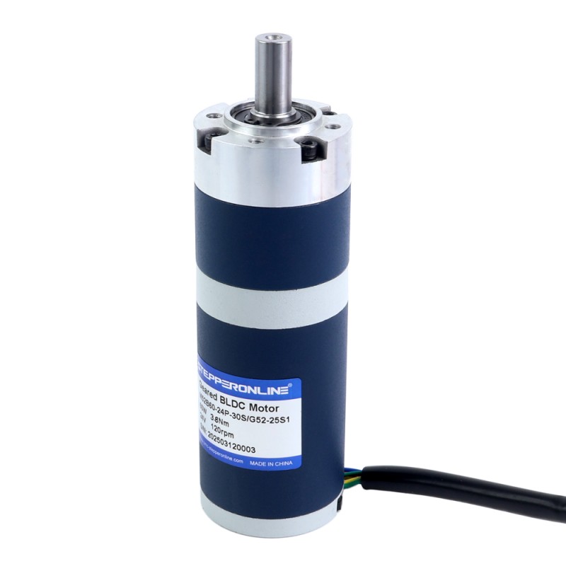 24V 60W 120RPM ギア付きブラシレスDCモーター 3.80Nm(538.12oz.in) 25:1 遊星ギアボックス - M52B60-24P-30S/G52-25S1 | StepperOnline