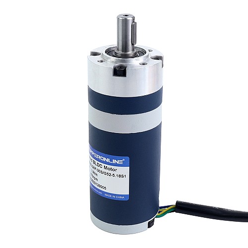 24V 60W 579RPM ギア付きブラシレスDCモーター 0.90Nm(127.45oz.in) 5.18:1 遊星ギアボックス - M52B60-24P-30S/G52-5.18S1 | StepperOnline