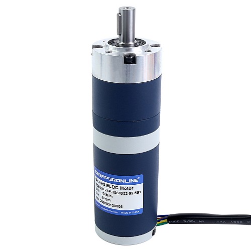 24V 60W 30.1RPM ギア付きブラシレスDCモーター 13.80Nm(1954.24oz.in) 99.5:1 遊星ギアボックス - M52B60-24P-30S/G52-99.5S1 | StepperOnline