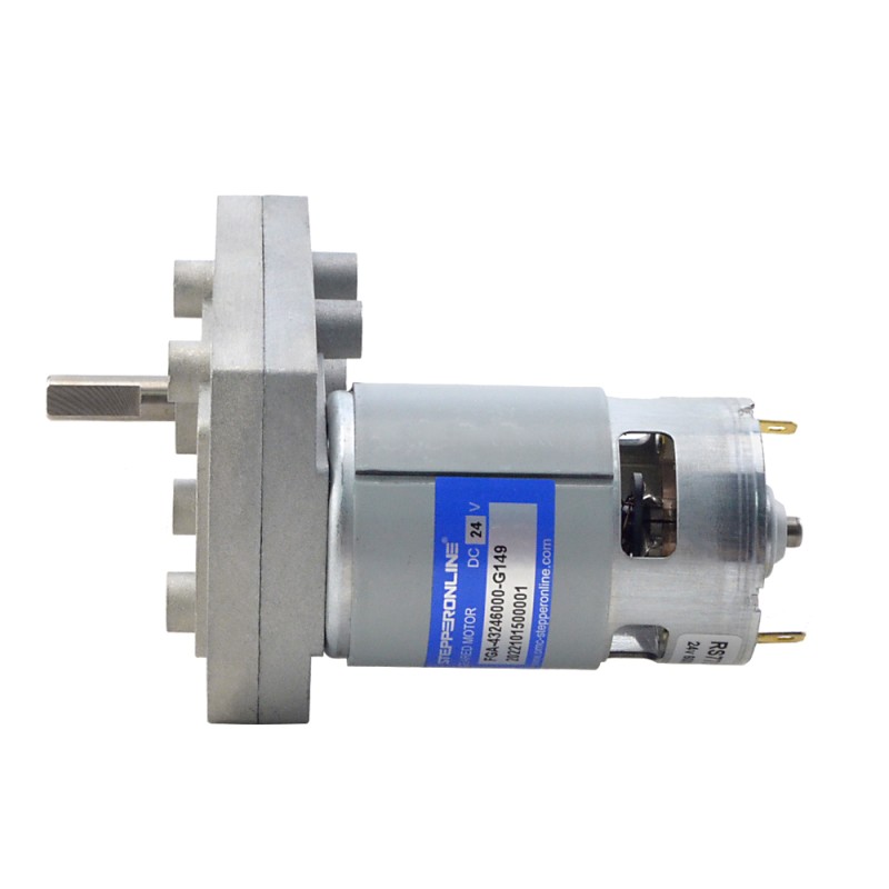 ブラシ付き 24V DC ギアモーター100Kg.cm/32RPM w/ 149:1 角平ギアボックス
