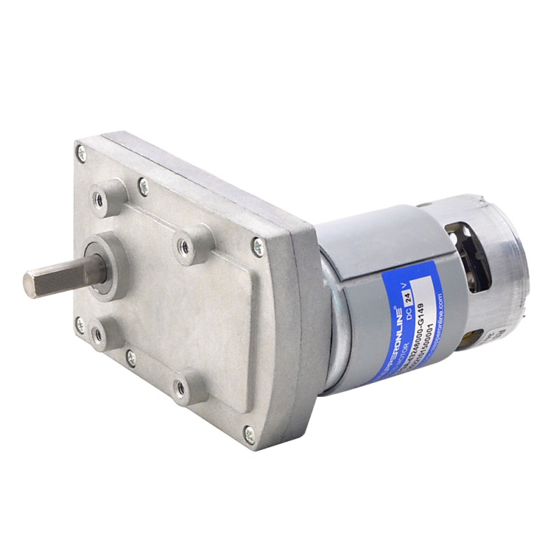 ブラシ付き 24V DC ギアモーター100Kg.cm/32RPM w/ 149:1 角平ギアボックス