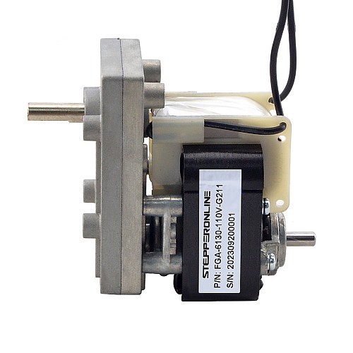 ブラシ付き 110V AC ギアモーター40Kg.cm/15RPM w/ 211:1 角平ギアボックス