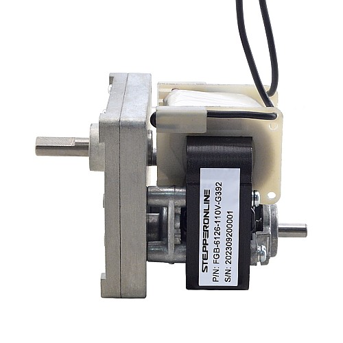 ブラシ付き 110V AC ギアモーター50Kg.cm/7.8RPM w/ 392:1 角平ギアボックス