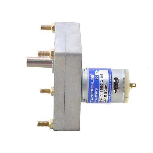 ブラシ付き 12V DC ギアモーター50Kg.cm/4.1RPM w/ 1105:1 角平ギアボックス