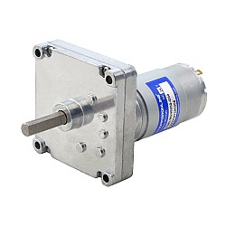 ブラシ付き 24V DC ギアモーター20Kg.cm/55RPM w/ 90:1 角平ギアボックス