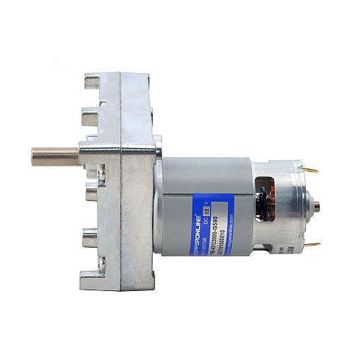 ブラシ付き 12V DC ギアモーター100Kg.cm/4RPM w/ 590:1 角平ギアボックス