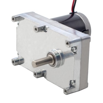 ブラシ付き 12V DC ギアモーター160Kg.cm/9RPM w/ 390:1 角平ギアボックス