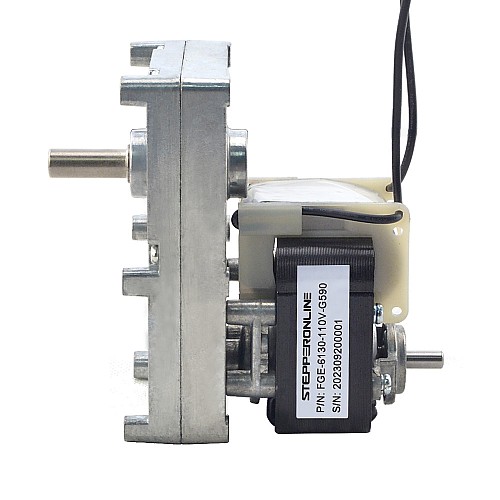 ブラシ付き 110V AC ギアモーター100Kg.cm/5.5RPM w/ 590:1 角平ギアボックス
