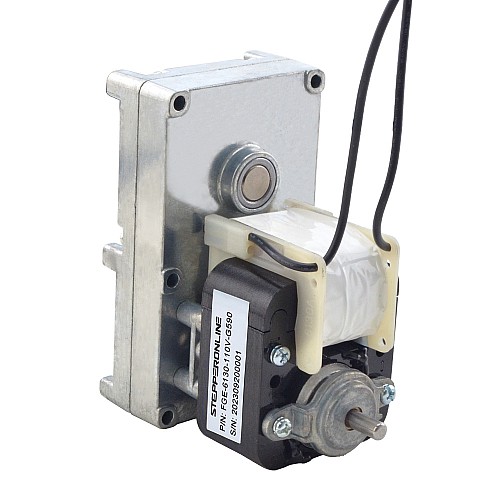 ブラシ付き 110V AC ギアモーター100Kg.cm/5.5RPM w/ 590:1 角平ギアボックス