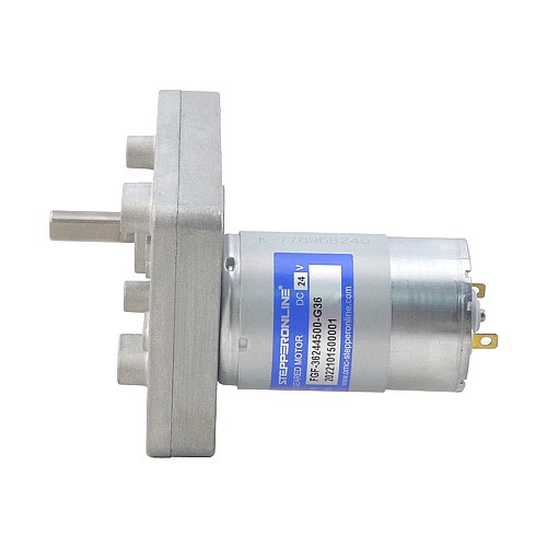 ブラシ付き 24V DC ギアモーター7Kg.cm/100RPM w/ 36:1 角平ギアボックス