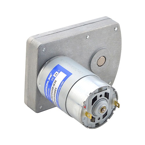 ブラシ付き 24V DC ギアモーター7Kg.cm/100RPM w/ 36:1 角平ギアボックス