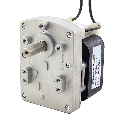 ブラシ付き 110V AC ギアモーター40Kg.cm/8RPM w/ 277:1 角平ギアボックス