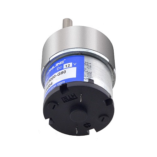 ブラシ付き 12V DC ギアモーター 2Kg.cm/24RPM 90:1 平ギアボックス