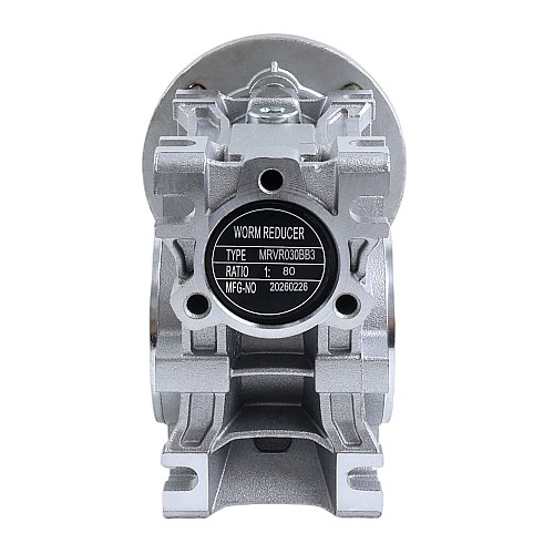 MRVR030 ウォームドライブギアボックス 80:1 比 φ9mm 入力シャフト 56B14 モーター入力フランジ付き