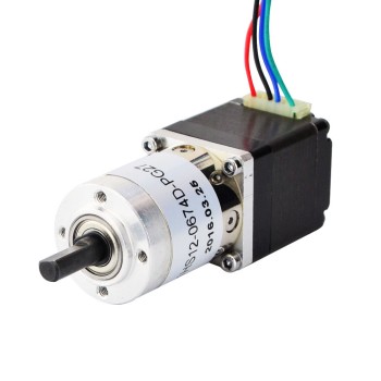 Nema 11 ステッパー L=31mm、リアシャフト & ギア比 27:1 遊星ギアボックス付き