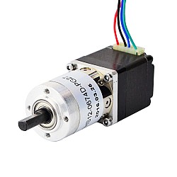Nema 11 ステッパー L=31mm、リアシャフト & ギア比 27:1 遊星ギアボックス付き