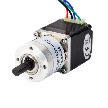 Nema 11 ステッパー L=31mm、リアシャフト、ネジ穴、ギア比 5:1 ギアボックス付き