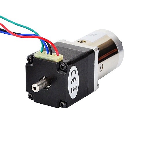Nema 11 ステッパー L=31mm、リアシャフト & ギア比 27:1 遊星ギアボックス付き