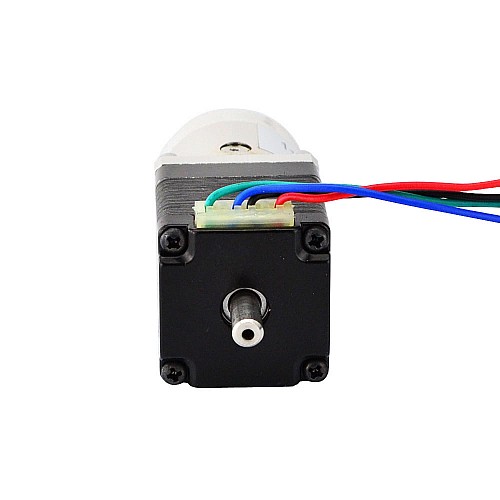 Nema 11 ステッパー L=31mm、リアシャフト & ギア比 5:1 遊星ギアボックス付き
