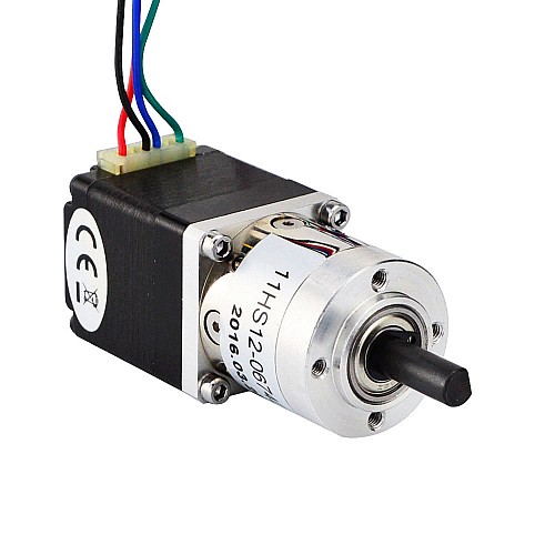 Nema 11 ステッパー L=31mm、リアシャフト & ギア比 5:1 遊星ギアボックス付き