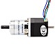 Nema 11 ステッパー L=31mm、リアシャフト、ネジ穴、ギア比 27:1 ギアボックス付き