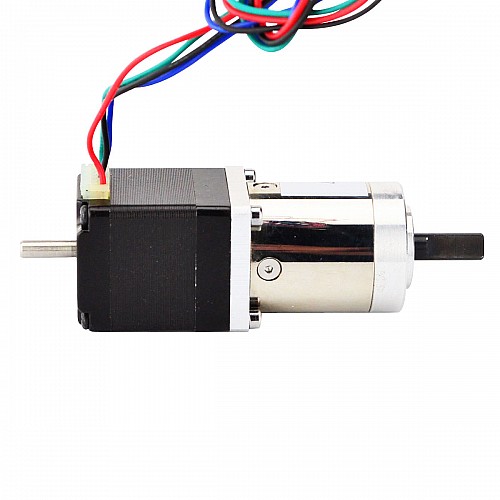 Nema 11 ステッパー L=31mm、リアシャフト、ネジ穴、ギア比 27:1 ギアボックス付き