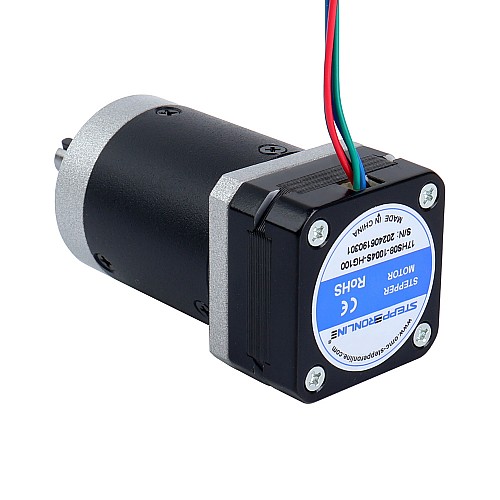 Nema 17 ステッピング モーター バイポーラ L=20.5mm、ギア比 100:1 遊星ギアボックス付き - 17HS08-1004S-HG100 | StepperOnline