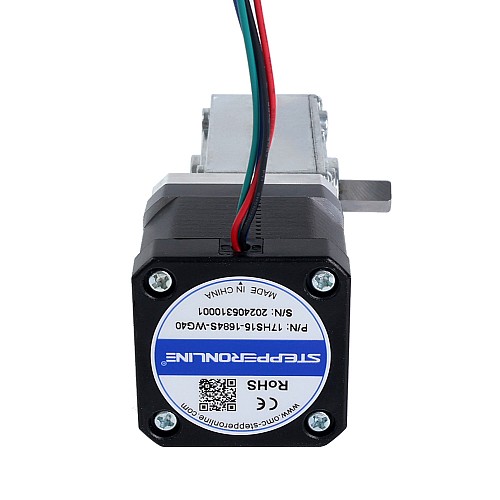 Nema 17 ステッピング モーター L=39mm 1.68A ギア比 40:1 スクエア ウォーム ギアボックス - 17HS15-1684S-WG40 | StepperOnline