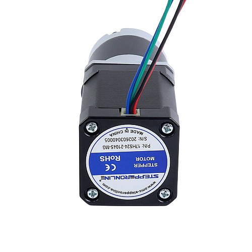 Nema 17 ステッピングモーター バイポーラ L=60mm w/ 減速比 100:1 MG シリーズプラネタリーギアボックス - 17HS24-2104S-MG100 | StepperOnline