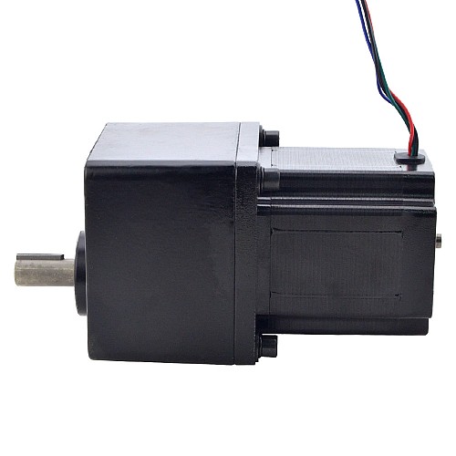 Nema 34 ステッパー バイポーラ L=97mm リア シャフト & ギア比 13:1 スパー ギアボックス付き