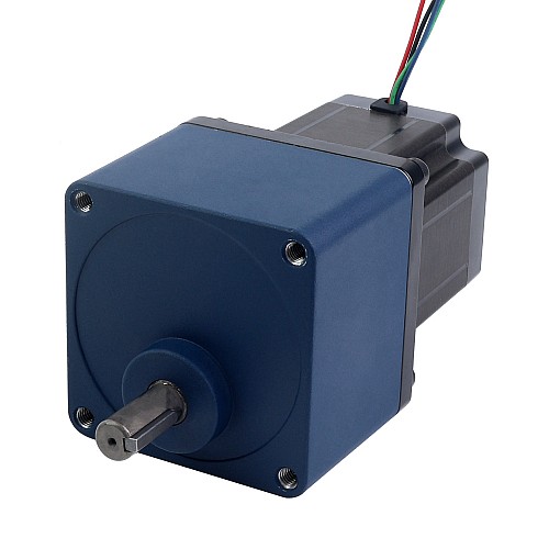 Nema 34 ステッパー バイポーラ L=97mm リア シャフト & ギア比 9:1 スパー ギアボックス付き