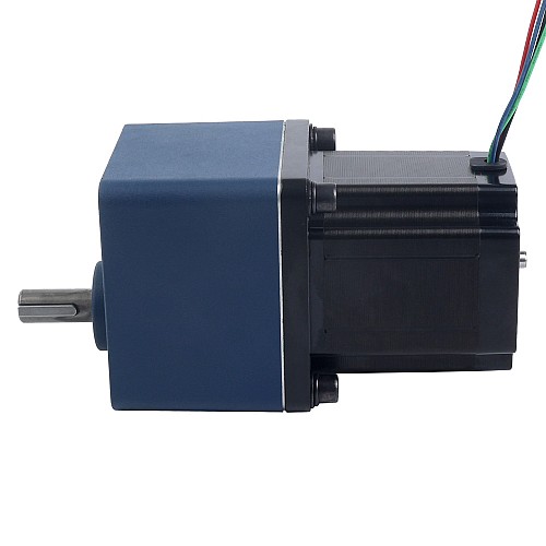 Nema 34 ステッパー バイポーラ L=97mm リア シャフト & ギア比 9:1 スパー ギアボックス付き