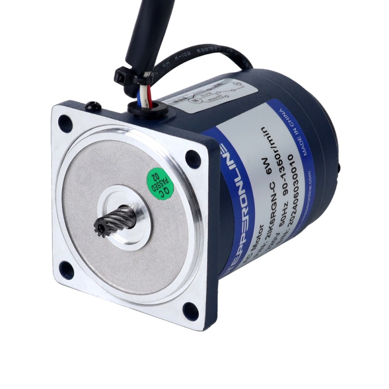 6W 220VAC 50Hz 0.45-6.75RPM 3.00Nm(424.83oz.in) フランジ 60mm 平歯車ボックス 単相 AC 可変速モーター - 2IK6RGN-C/2GN200K | StepperOnline