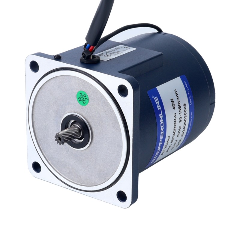 40W 220VAC 50Hz 1.8-27RPM 9.65Nm(1366.55oz.in) フランジ 90mm 平歯車ボックス 単相 AC 可変速モーター - 5IK40RGN-C/5GN50K | StepperOnline