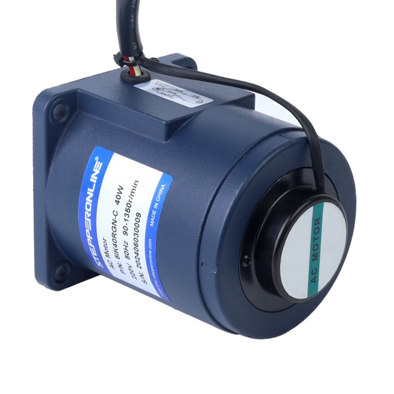 40W 220VAC 50Hz 1.8-27RPM 9.65Nm(1366.55oz.in) フランジ 90mm 平歯車ボックス 単相 AC 可変速モーター - 5IK40RGN-C/5GN50K | StepperOnline