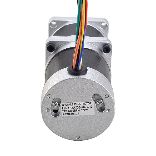24V 172W 350RPM ギア付きブラシレス DC モーター 4.00Nm(566.45oz.in) 10:1 高精度ギアボックス