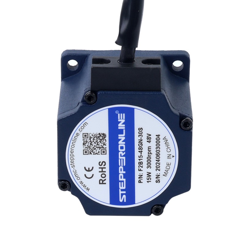 48V 15W 30RPM ギアボックス付きブラシレス DC モーター 3.00Nm(424.84oz.in) 100:1 平ギアボックス - F2B15-48GN-30S/2GN100K | StepperOnline