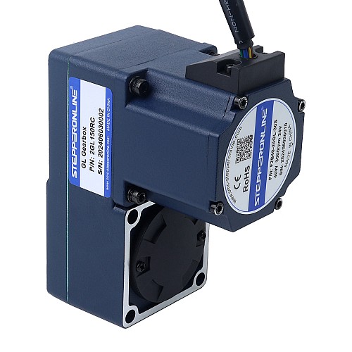 24V 40W 20RPM 13.00Nm(1840.95oz.in) 150:1 ギア付きブラシレス DC モーター、平行中空シャフトギアボックス付き - F2B40-24GL-30S/2GL150RC | StepperOnline UK