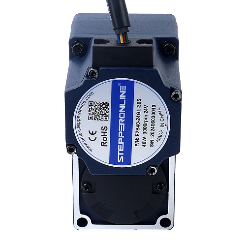 24V 40W 20RPM 13.00Nm(1840.95oz.in) 150:1 ギア付きブラシレス DC モーター、平行中空シャフトギアボックス付き - F2B40-24GL-30S/2GL150RC | StepperOnline UK