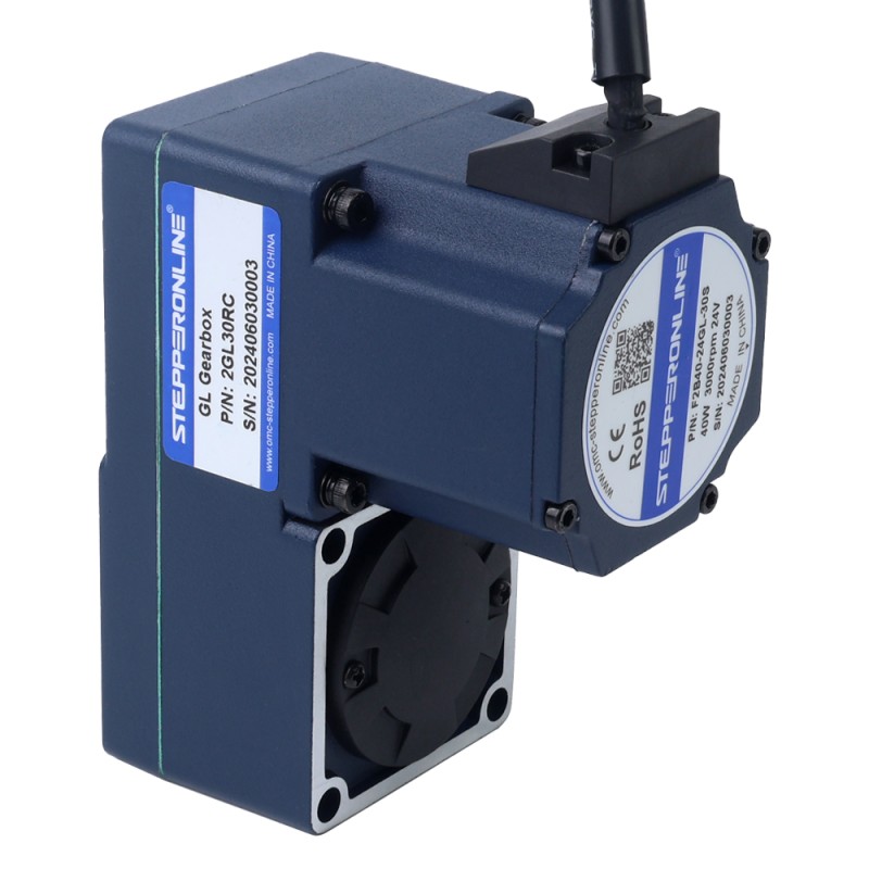 24V 40W 100RPM 2.80Nm(396.51oz.in) 30:1 ギア付きブラシレス DC モーター、平行中空シャフトギアボックス付き - F2B40-24GL-30S/2GL30RC | StepperOnline UK