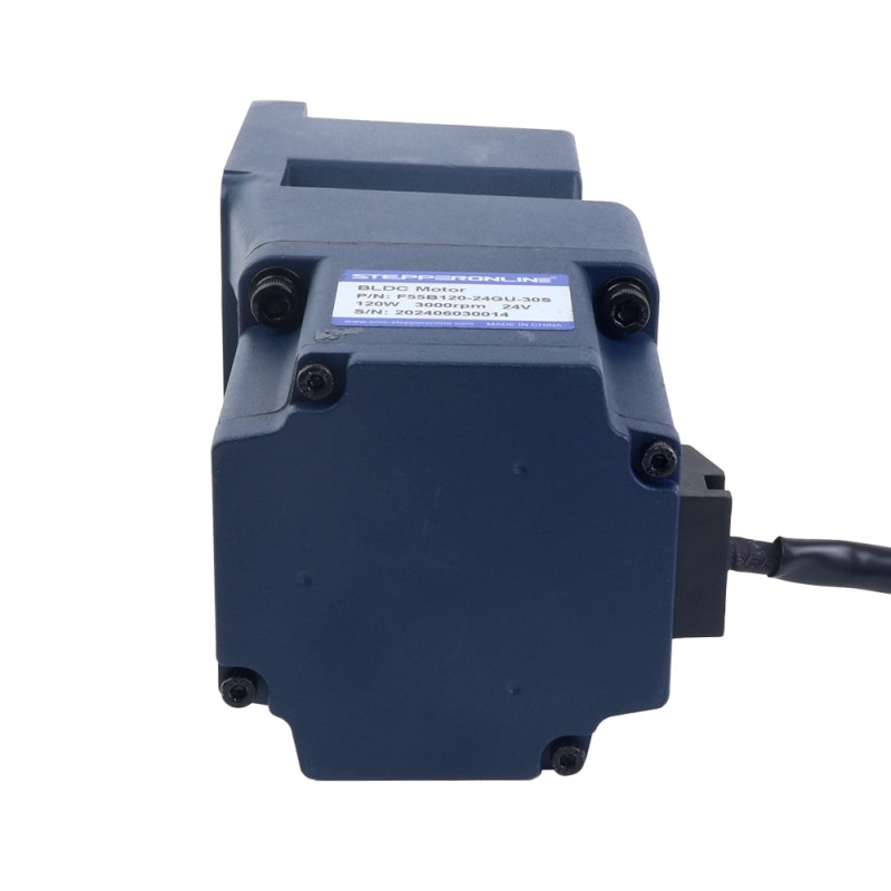 24V 120W 100RPM ギア付き BLDC モーター 8.00Nm(1132.90oz.in) 30:1 直角ギアボックス - F55B120-24GU-30S/5GU30RC | StepperOnline